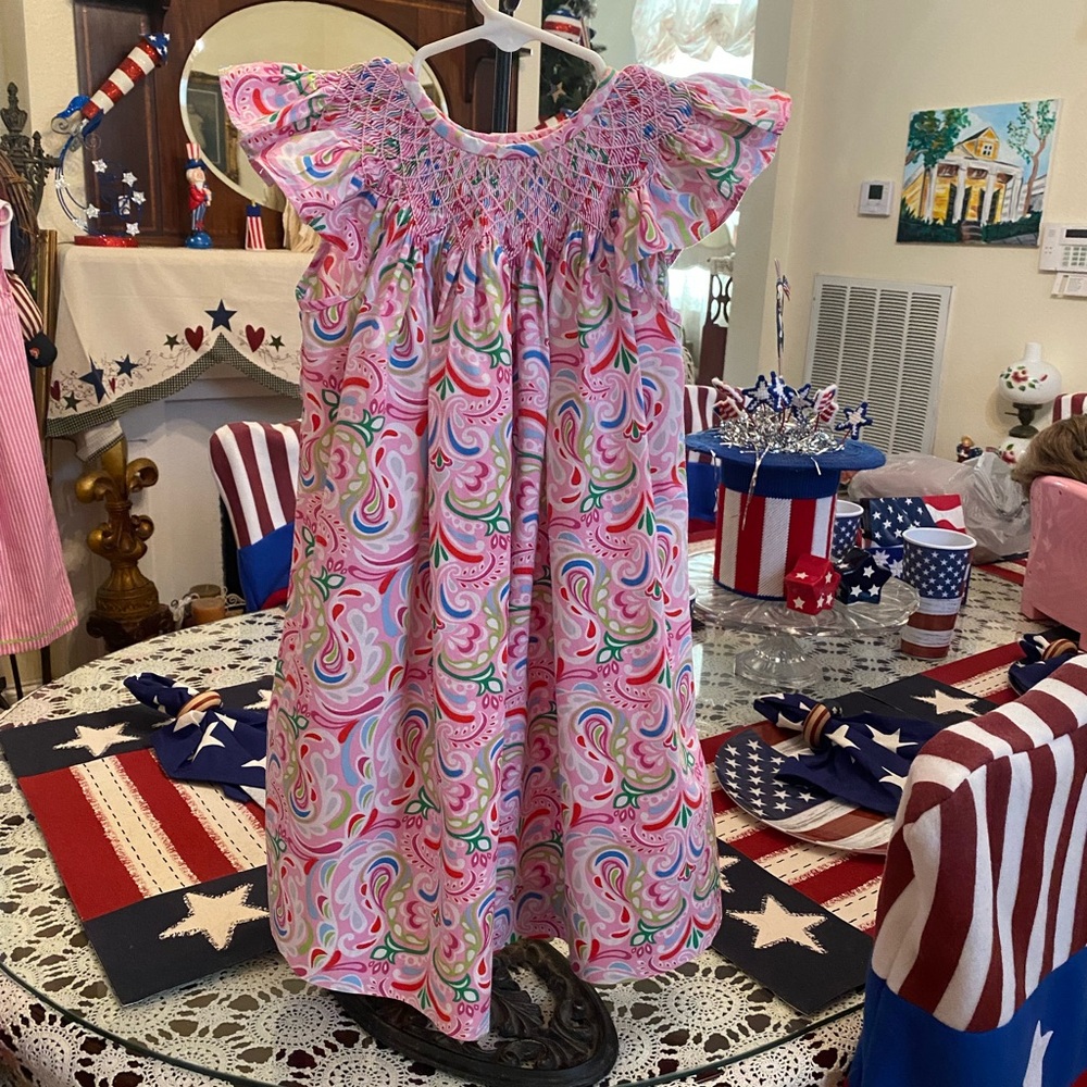Smocked Toddler Girls Paisley Dress size 3T